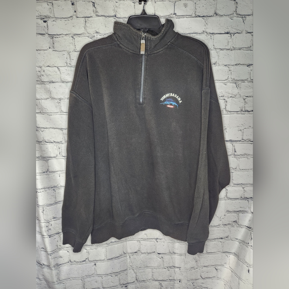 Tommy Bahama Men's Dark Brown Relax Quarter-Zip Pullover Size Large‎
